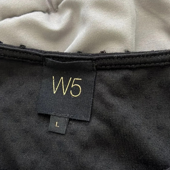W5 shirt scrunched up 3/4 length sleeves size L black - Picture 5 of 6
